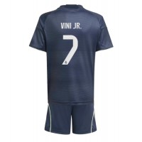 Stroje piłkarskie Real Madrid Vinicius Junior #7 Koszulka Wyjazdowej dla dzieci 2025-26 Krótki Rękaw (+ szorty)